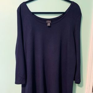 Navy Tunic with lace hem detail 1X